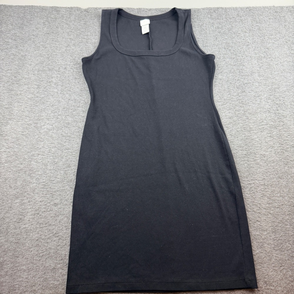 H&M Tank Dress Womens Medium Black Ribbed Scoop‎ Neck Sleeveless Mini Bodycon